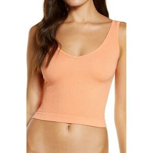 FREE PEOPLE‎ Intimately Solid Rib Brami Crop Top In Melon OB709176 Size XS/S